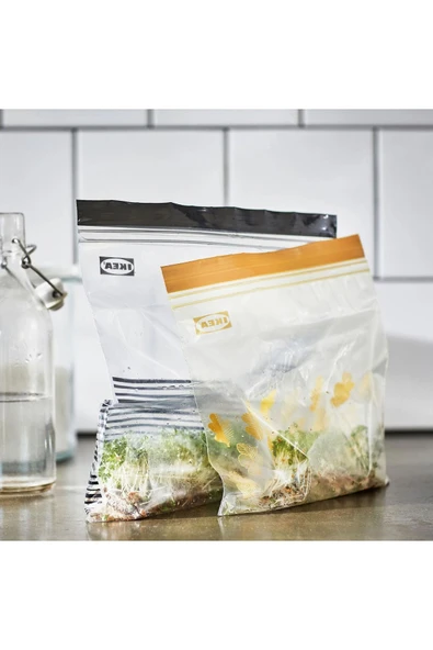 IKEA ISTAD Kilitlenebilir Buzdolabı Po?eti Kilitli Siyah Sarı 2,5 lt ve 1,2 lt 50 Adet - 2