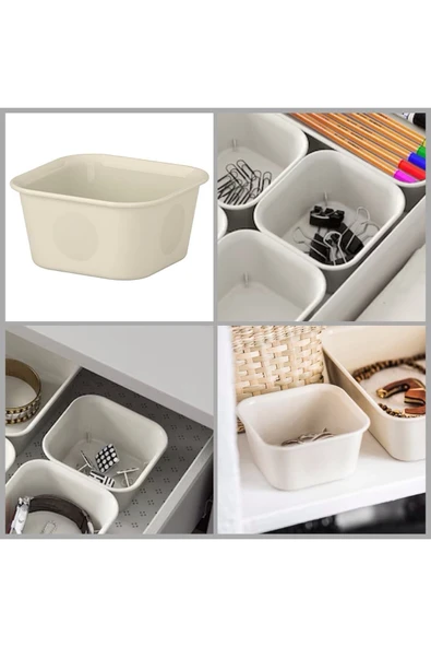 IKEA Nojıg Bej 10x10x5 Cm Kutu Ataşlık Organızer Düzenleyici Masaüstü Çekmece Içi Saklama Kutusu