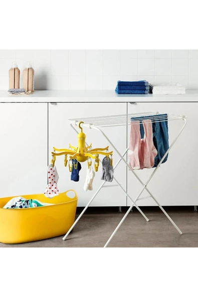 IKEA Ahtapot Askılık Ikea Askılık Kurutmalık 16 Mandallı Çamaşır Kurutması Sarı Renk Plastik - 3