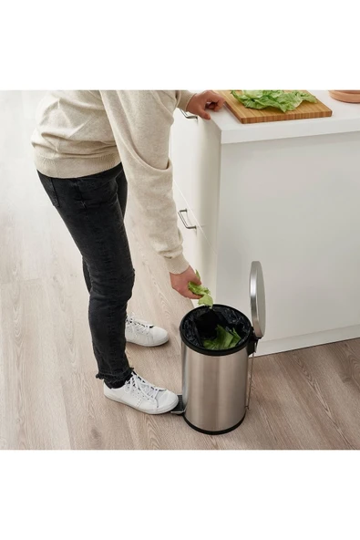 IKEA Snörpa Çöp Kutusu, Paslanmaz Çelik 12 Lt Pedallı Çöp Kutusu - 2