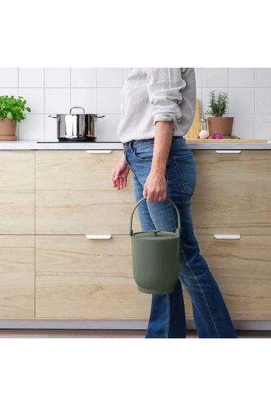 IKEA Çöp Kovası Katlanır Kulplu Kapağı Kenara Sabitlenebilir Polipropilen Plastik Mint Yeşili 4 lt - 4