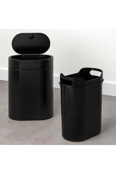 IKEA Brogrund Çöp Kutusu Gri , 4 Lt , Paslanmaz Çelik Siyah - 4