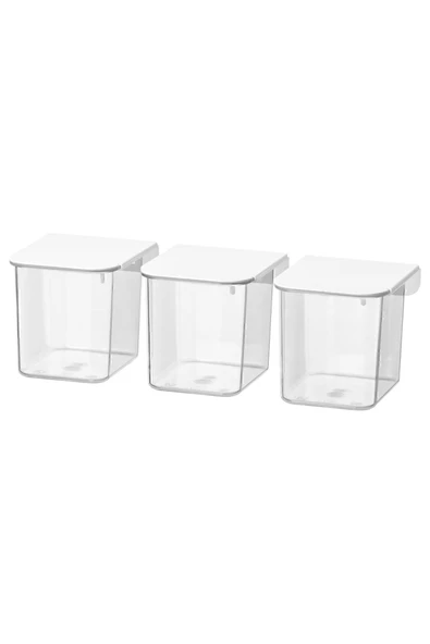 IKEA Skadıs 3 Lü Set Çok Amaçlı Pano Parçası Kapaklı Şeffaf Kutu - 4