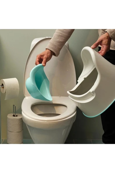 IKEA KALİTELİ Çocuk Lazımlığı Yükseklik 28 Cm İkea Çıkartılabilir Pratik Kaymaz Lazımlık Beyaz-Turkuaz - 2
