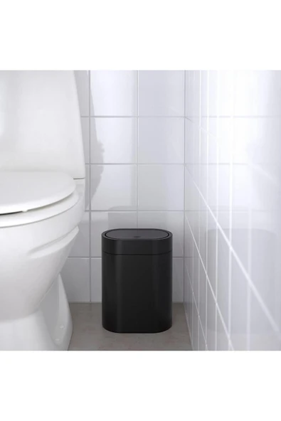 IKEA Brogrund Çöp Kutusu Gri , 4 Lt , Paslanmaz Çelik Siyah - 2