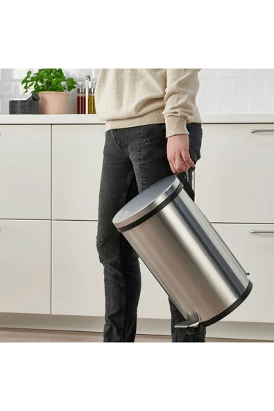 IKEA Snörpa Çöp Kutusu, Paslanmaz Çelik 12 Lt Pedallı Çöp Kutusu - 3