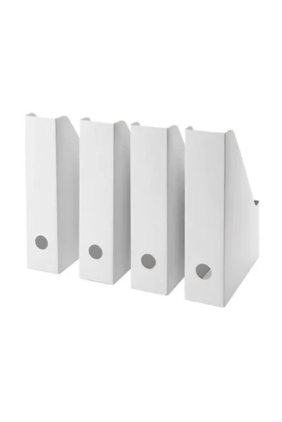 IKEA Fluns 4 Lüç Set Beyaz Kutu Klasör Dosyalık Magazinlik Evrak Dergi Dosyası 4. Adet