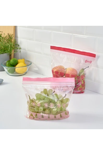 IKEA Istad Kilitlenebilir Buzdolabı Poşeti, Kırmızı-pembe, 2,5 Lt X 1,2 Lt, 50 Adet - 3