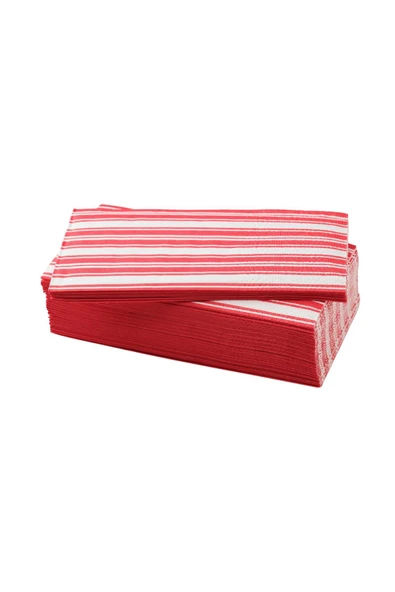 IKEA VINTERFINT desenli peçete şerit deseni kırmızı 38x38cm. 30 adet