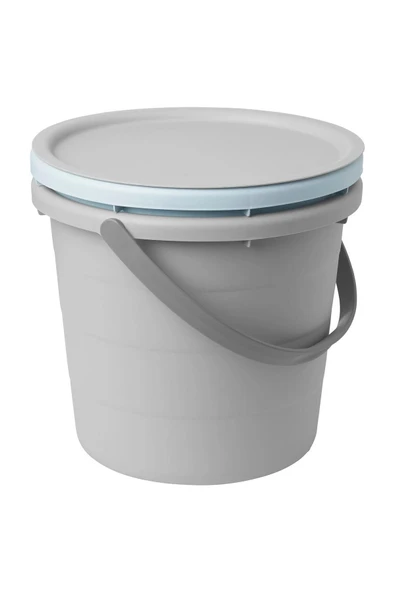IKEA Pepprıg 3 Parça Kapaklı Kova Seti Temizlik Kovası Gri/mavi - 4