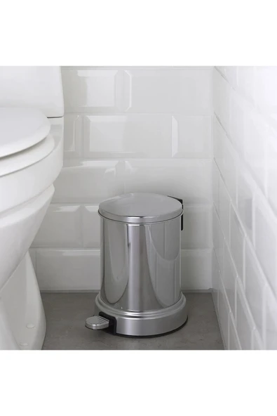 IKEA 2'li Banyo Seti - Çöp Kovası & Tuvalet Fırçası - Paslanmaz Çelik 4 litre Gri - 4