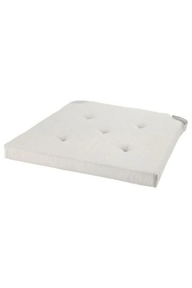 IKEA Ekru Renk Sandalye Minderi 35/42x40x4 Cm Cırt Cırtlı Bant , Pamuk