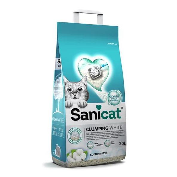 Sanicat Clumping White Cotton Fresh Topaklanan Kedi Kumu 20Lt - 2