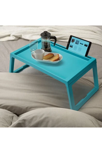 IKEA Yatak Tepsisi Meridyendukkan Turkuaz Renk 56x36x26 Cm Çok Amaçlı Tepsi Katlanır