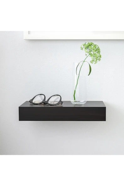 IKEA Siyah Lack 30x26 Cm Venge Gizli Bağlantılı Ahşap Duvar Rafı Suntalam 30 Cm 26 Cm