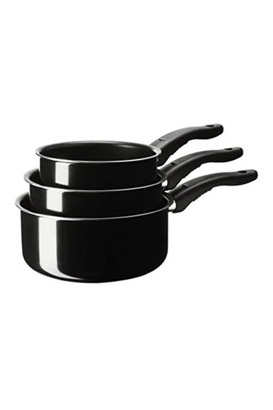 IKEA KAVALKAD Teflon Sos Tenceresi Seti, Siyah, 1X1,5X2 Lt, 3 Parça