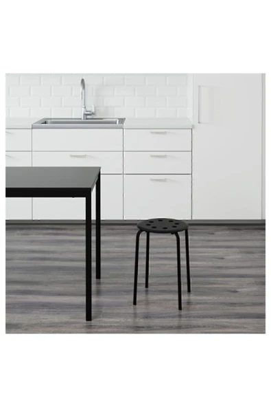 IKEA Tabure, Siyah Genişlik 40cm Siyah Renk Yuvarlak Tabure - 4