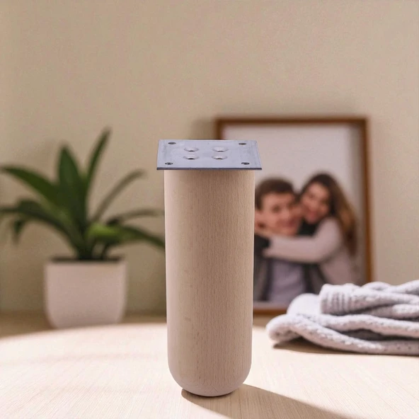 Bohem Doğal Ahşap Silindir Ayak 20 cm Aparat Dahil Mobilya Koltuk Kanepe Sehpa Masa Ayağı Ayakları - Resim 7
