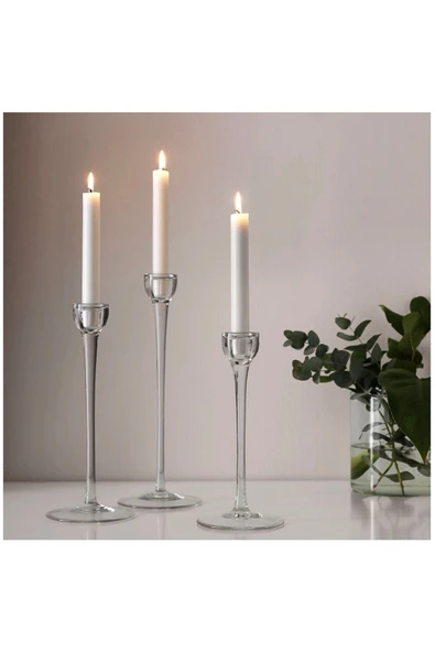 IKEA 20 Adet Beyaz Şamdan Mumu Yükseklik 19 Cm - 2