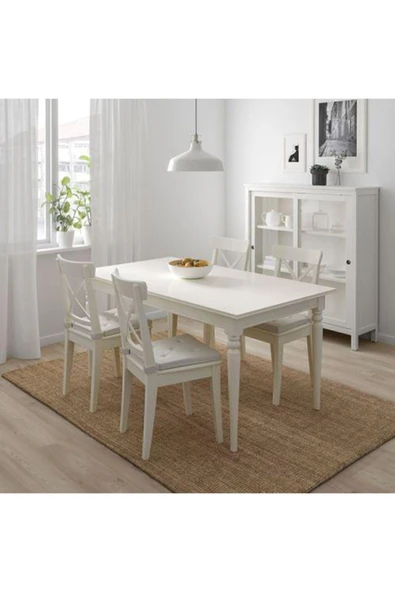 IKEA Ekru Renk Sandalye Minderi 35/42x40x4 Cm Cırt Cırtlı Bant , Pamuk - 4