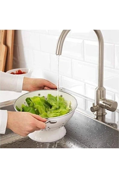 IKEA Gemak Beyaz Metal Süzgeç - 22 cm - 4