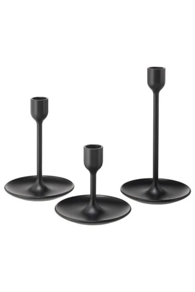 IKEA Fulltalıg Şamdan Üçlü Siyah - 2
