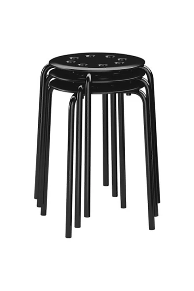 IKEA Tabure, Siyah Genişlik 40cm Siyah Renk Yuvarlak Tabure - 3