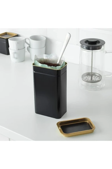 IKEA Blomnıng 11x7x20 Cm Kalay Kaplama Çelik Kapaklı Kahve Çay Kurabiye Kuru Gıda Saklama Kutusu - 2