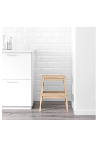IKEA Ahşap Bekvam Basamaklı Mutfak Taburesi Kayın Cfinstore Turuncu - 2