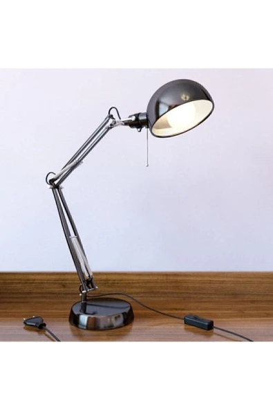 IKEA Forsa Gümüş Çalışma Masa Gece Okuma Lambası Ayaklı Lamba - 3
