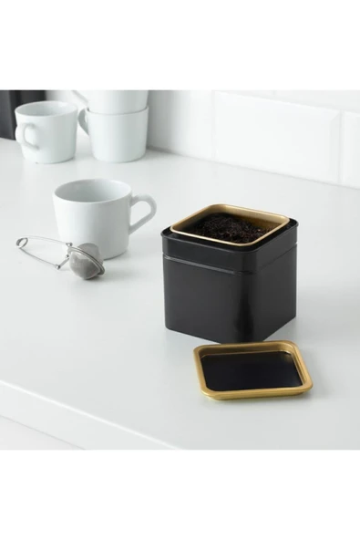 IKEA Blomnıng 10x10x10 Cm Kalay Kaplama Çelik Kapaklı Kahve Çay Kurabiye Kuru Gıda Saklama Kutusu - 2