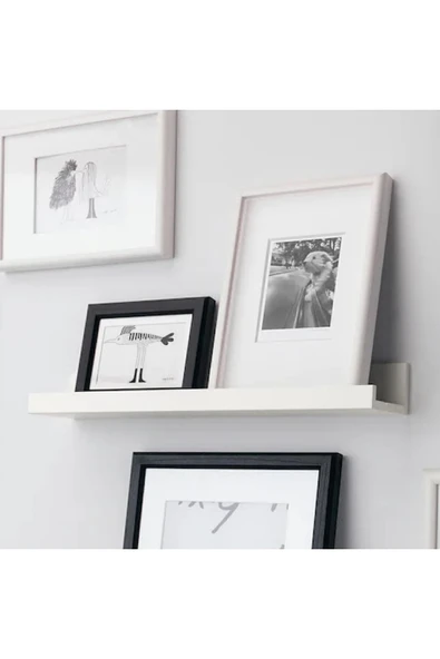 IKEA Beyaz 55 Cm Raf Fotoğraf Resim Çerçevesi Tablo Biblo Kitap Için Ahşap Duvar Rafı