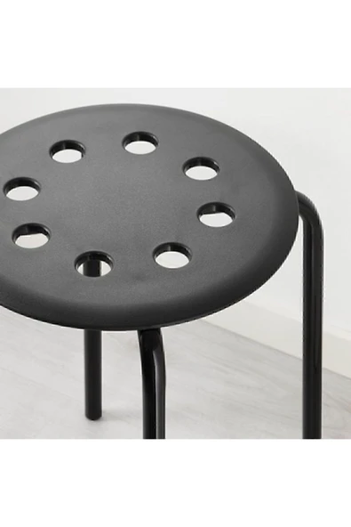 IKEA Tabure, Siyah Genişlik 40cm Siyah Renk Yuvarlak Tabure - 2