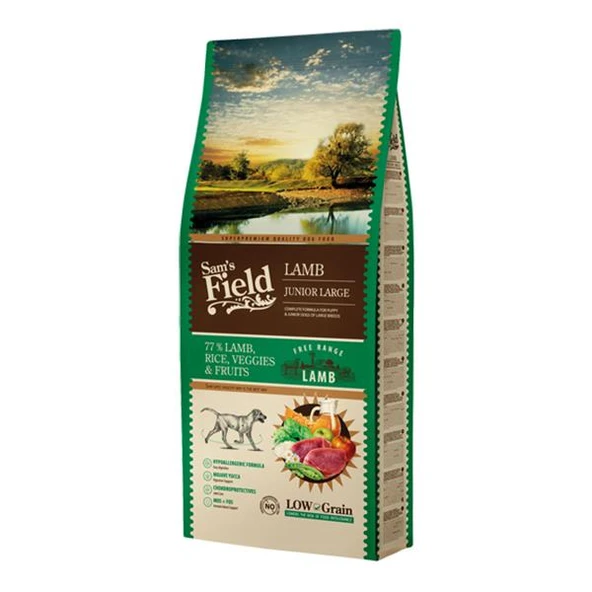 Sam's Field Kuzu Etli Düşük Tahıllı Büyük Irk Yavru Köpek Maması 13 Kg