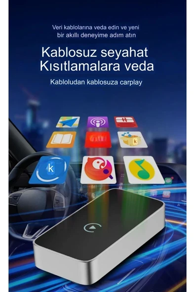 Fulltech 2in1, Wireless, Android 11+ ve IOS 10+ İçin Uyumlu, CarPlay Adaptör FCP1 - Resim 4