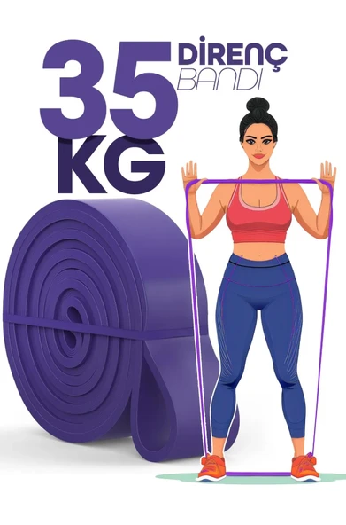 35 KG Mor Barfiks Direnç Lastiği – Extra Sert Gym Pilates Fitness Kas Geliştirme Bandı - 2