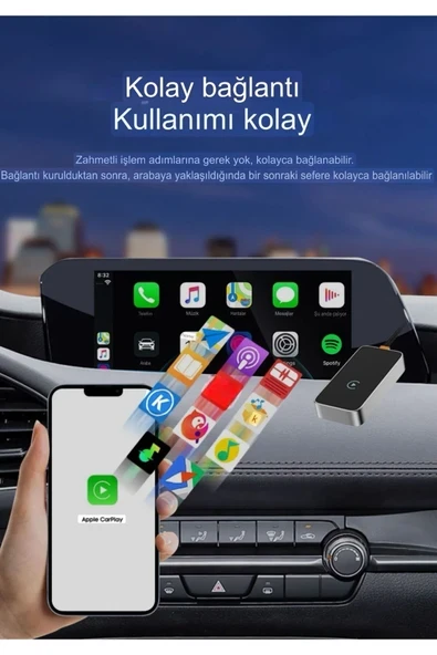 Fulltech 2in1, Wireless, Android 11+ ve IOS 10+ İçin Uyumlu, CarPlay Adaptör FCP1 - Resim 7