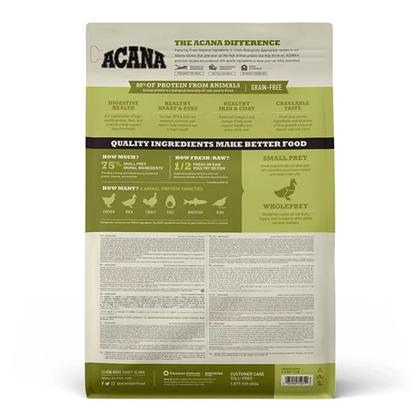 Acana Grasslands Ördekli ve Tavuklu Tahılsız Kedi Maması 1,8Kg - 2