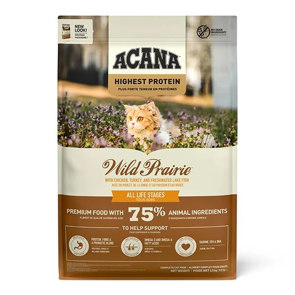 Acana Wild Prairie Tavuklu ve Balıklı Tahılsız Kedi Maması 4,5Kg
