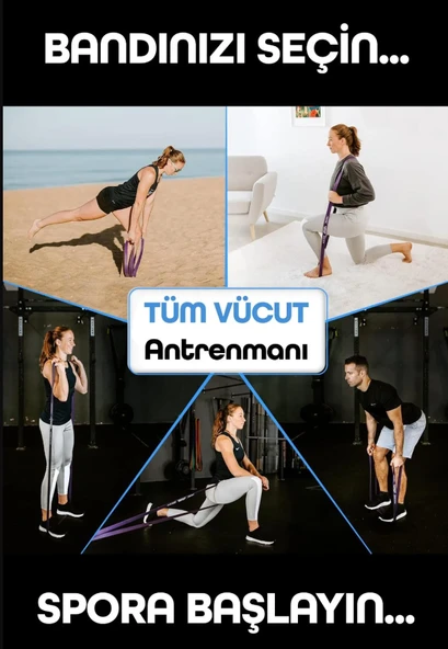 35 KG Mor Barfiks Direnç Lastiği – Extra Sert Gym Pilates Fitness Kas Geliştirme Bandı - 3