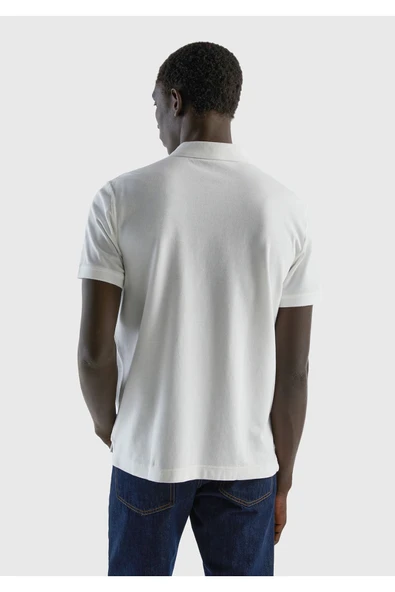 Erkek Beyaz Regular Fit Kısa Kollu Polo Tshirt - 3