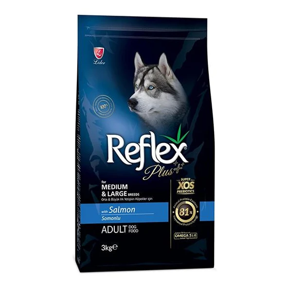 Reflex Plus Orta ve Büyük Irk Somonlu Yetişkin Köpek Maması 3Kg