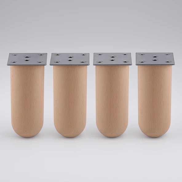 Bohem 4 ADET Doğal Ahşap Silindir Ayak 20 cm Set Mobilya Koltuk Kanepe Sehpa Masa Ayağı Ayakları - 7