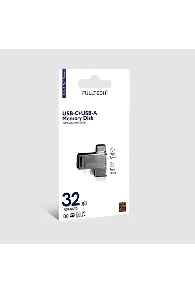 Fulltech 32GB USB-C+USB-A OTG METAL Hafıza Kartı FD15