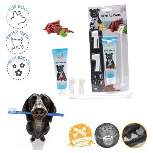 M-Pets Köpekler İçin Biftekli Diş Macunu ve Fırça Seti