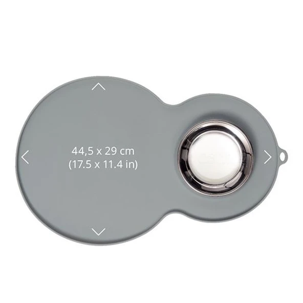 Catit Kedi Suluk ve Mamalık Altlığı Gri Medium Çelik Mama Kabı İle Birlikte - 5