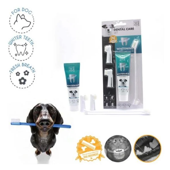 M-Pets Köpekler İçin Beyazlatıcı Diş Macunu ve Fırça Seti