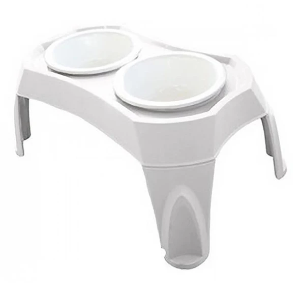 M-Pets Combi Ayaklı Melamin Mama Kabı 2x1500ml Beyaz