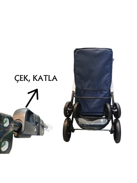 Tommy Evcil Hayvan Arabası 74,5x46,5x97,5cm Lacivert Max 15kg - 4