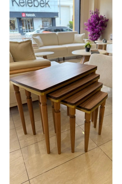 4lü Lüx Zigon Sehpa Ceviz Gold - Resim 4